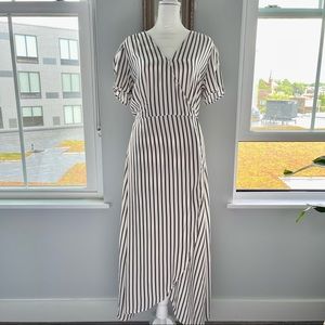 The Gap Striped Midi Short Sleeve Tie Wrap Dress - NWT
